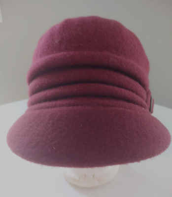 PARKHURST Newsboy Hat Womens Burgundy Red Canadian Wool Sentinel Buckle Peak Cap Parkhurst One Size 100% Wool Hats for Women for sale | eBay main image 4