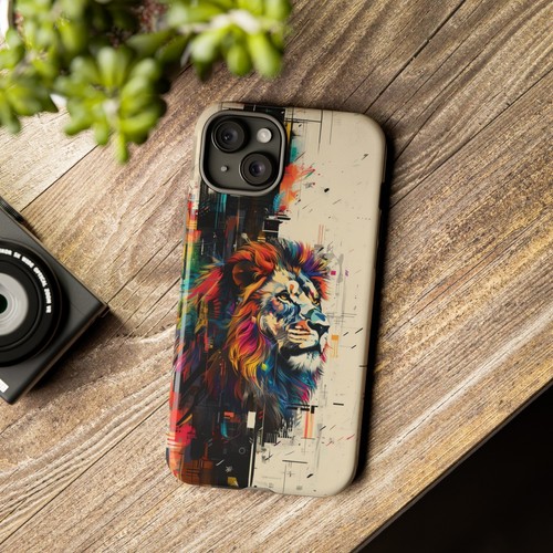 Phone Case for iPhone, Pixel, Galaxy - Lion Retro Abstract Colorful Cover - Picture 16 of 191