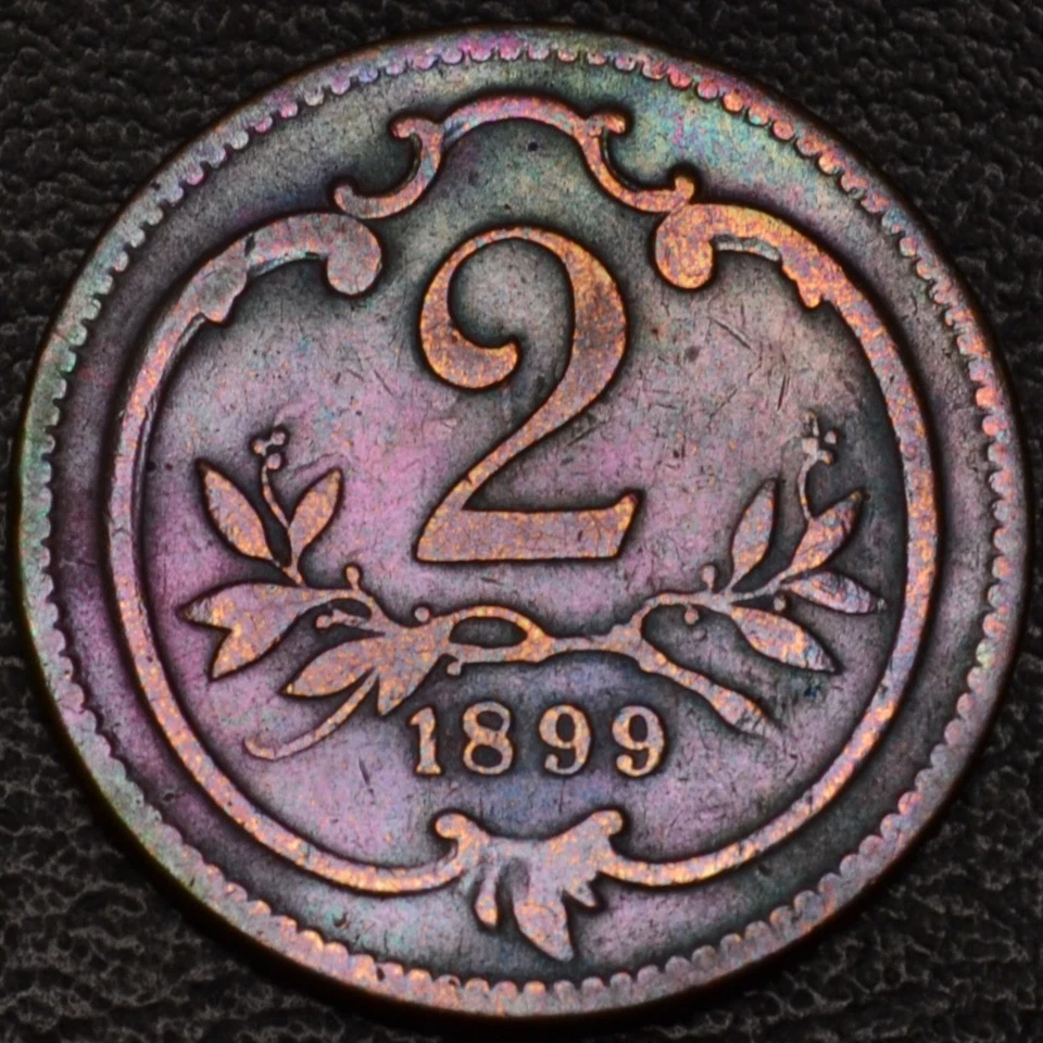 1899 Austria 2 Heller Rainbow Toning (L45-10) - Image 3 of 3