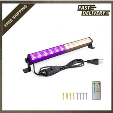 Dual Mode LED Black Light Bar 24W UV White Light with Remote 6.5ft Cord for Glow