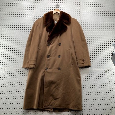 Vintage The New Utica Overcoat Mens 40 Brown 50s Timme Tuft Alpaca Pile Lined