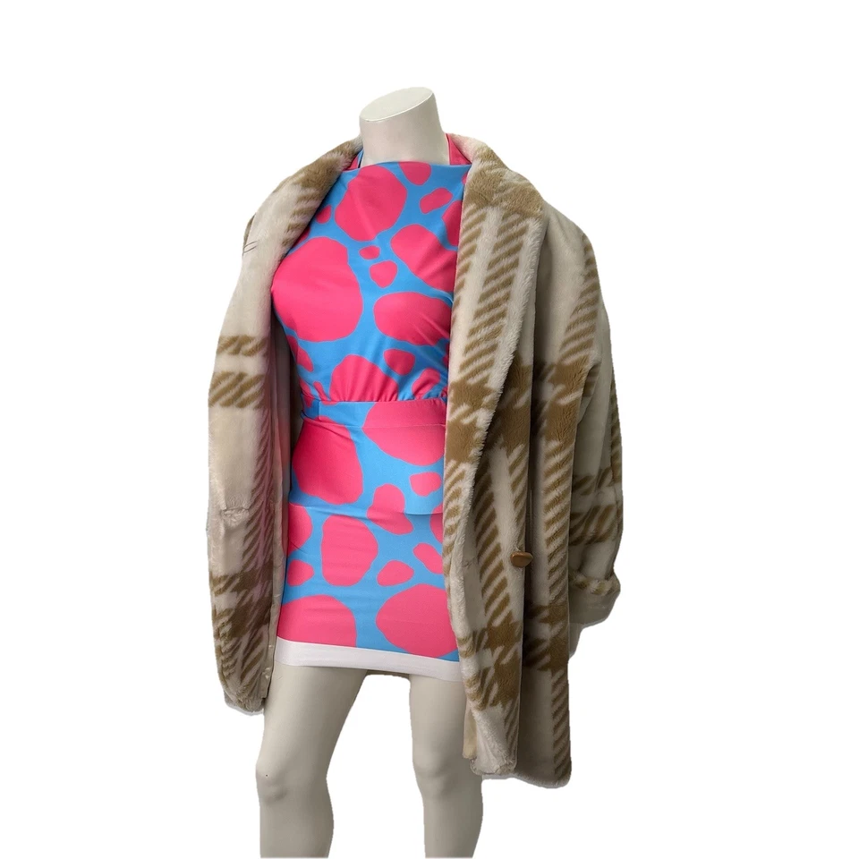 Abrigo Balenciaga Estilo Cocoon Beige Cuadros Imitación Piel Donnybrook Retro Mobwife talla Lg Foto 4 de 4