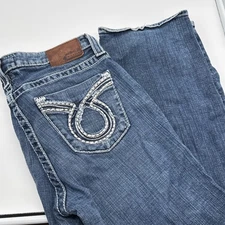 Big Star Maddie Boot Blue Jeans Womens 29L (FITS 32 X 34) Thick Stitch Stretch