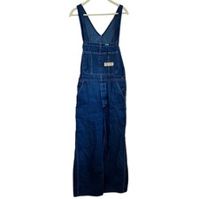 Vintage Big Mac Mens Denim Bib Overalls Square Bak Made in USA Blue 34x28