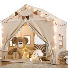 Play Tent for Kids, 2 in 1 Toddler Tent with Padded Mat and Light, Large Play...