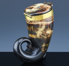 VERY FINE c1820 GEORGIAN EARLY SCOTTISH BRASS & RAMS HORN SNUFF MULL BOX N/R