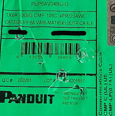 Panduit PUP6AV04BU-G 23/4P Cat6A UTP Vari-MaTriX Network Cable Plenum Blue /50ft