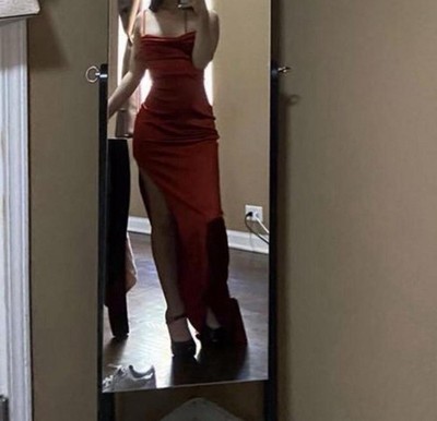 windsor red maxi satin dress