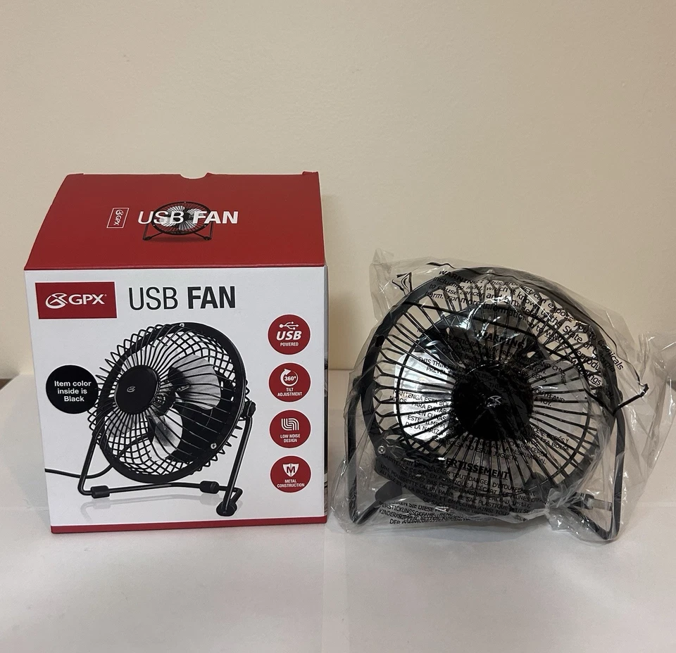 Mini ventilador de escritorio GPX - negro, 4 pulgadas, alimentado por USB, refrigeración silenciosa, portátil - nuevo Foto 4 de 4