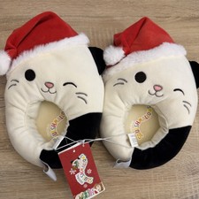 Squishmallows Christmas Cat Slippers Santa Hat Kids Size 13-1 NWT Plush