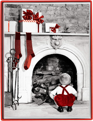 Chimney Holiday Greeting Cards, 15 Holiday Cards Embellished with Glitter, Inclu