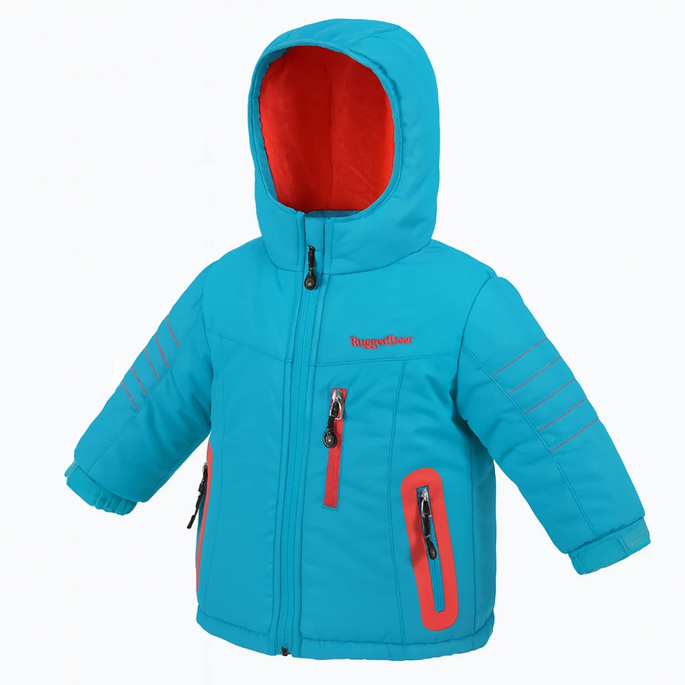 Abrigo acolchado de invierno unisex para bebé Rugged Bear chaqueta con capucha 24M azul NUEVO Foto 3 de 4