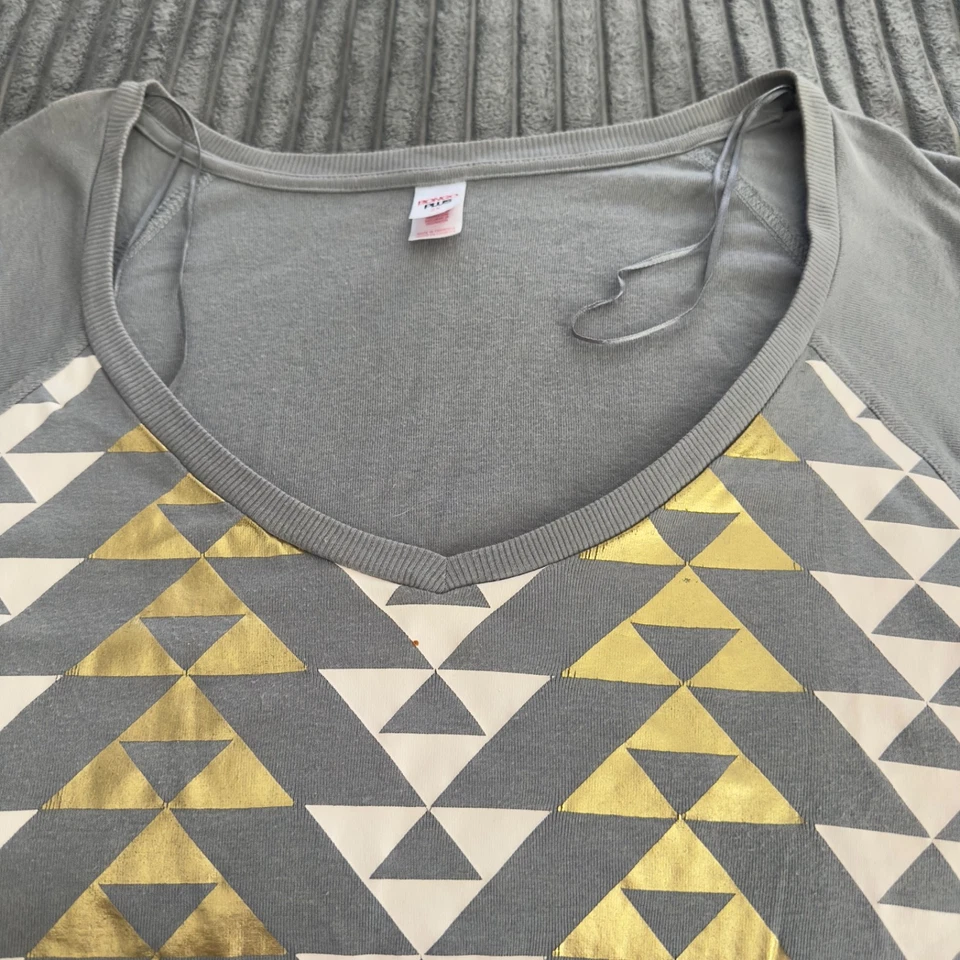 Suéter Y2K Bongo Feminino 2X Plus Cinza Geométrico Manga Longa Peso Leve - Imagem 3 de 4