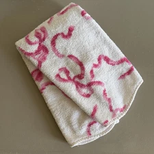 Rare! D Porthault Rubans Ribbon Pink Hand Towel Bow Print France Terry