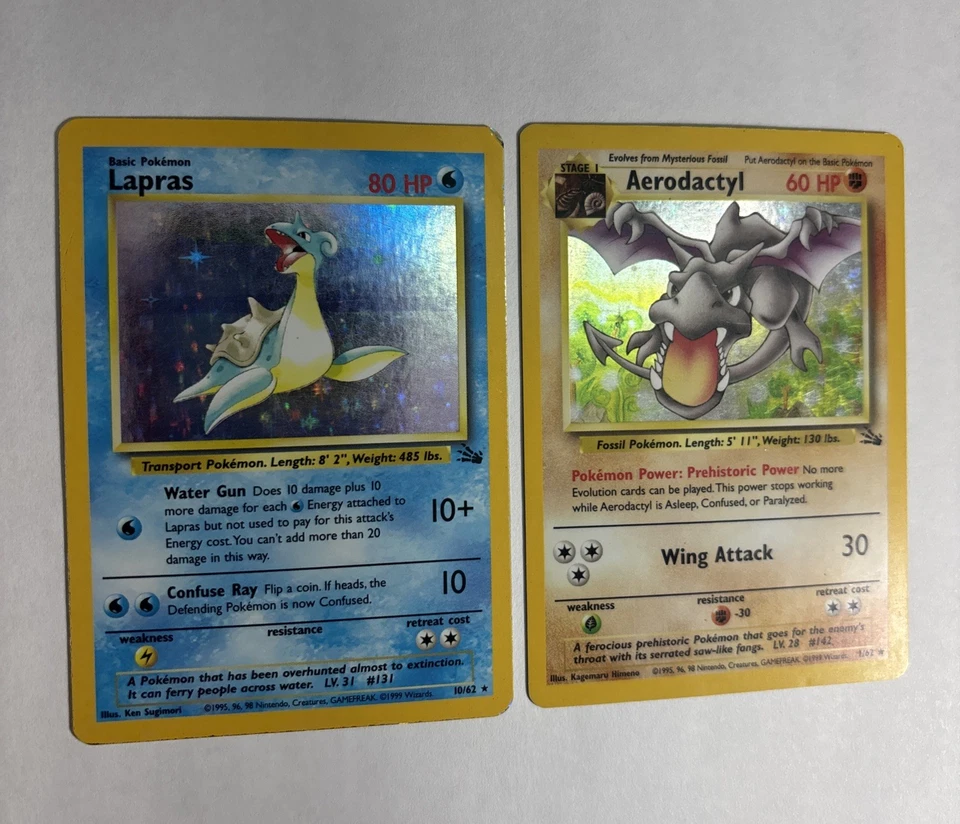 1999 Fossil Holo Lot Lapras 10/64+ Aerodactyl 1/64 1999 WOTC Pokemon Card TCG LP - Image 4 of 4