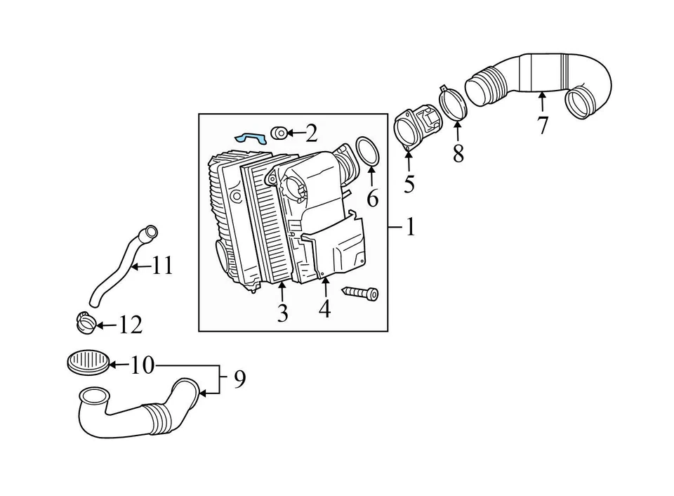 AUDI Q7 2007-2010 3,6 L - Caja de filtro de aire del motor / carcasa - mitad inferior Foto 3 de 4