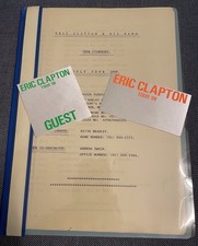 ERIC CLAPTON Europe 1989 July Tour Crew Itinerary Plus 2 Backstage Passes