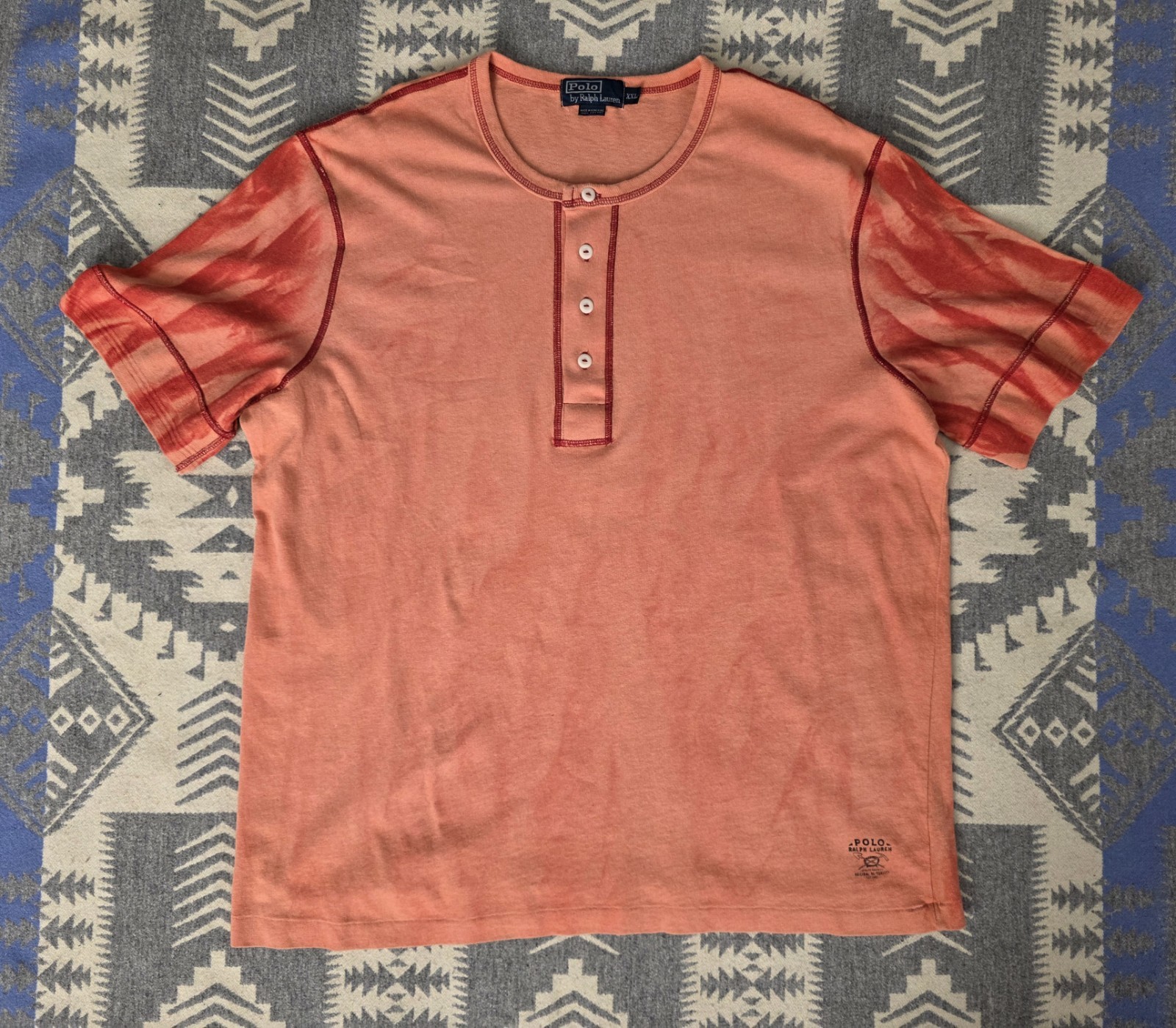 Vintage Polo Ralph Lauren 3 Button Henley Pullover Shortsleeve Shirt Sz 2XL Mens