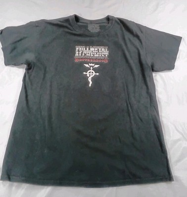 Fullmetal Alchemist Brotherhood T-Shirt Men's Large Anime Graphic Tee Black 100%