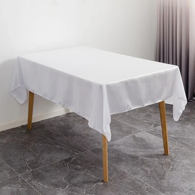 Premium Hotel Banquet Tablecloth  Solid Color Rectangle Satin Fabric with Smooth