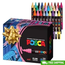 29 Medium Markers Acrylic Paint Pens 5M Reversible Tips Art Fabric Coloring New