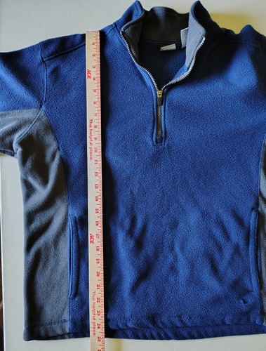 Athletic Works Men's Medium Fleece Pullover Blue Gray Quarter Zip 100% Polyester - Picture 5 of 9