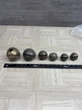 DAMAGED / CRACKED lot Of 6 Antique Metal Sleigh Bells Brass Christmas 