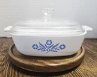 Vintage 7 Inch Cornflower Pattern Pyrex Baking Dish with Lid 1.5 Quarts No Chip