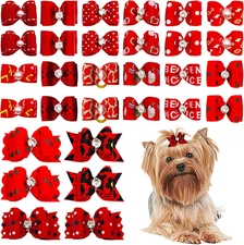 Mixed Styles Pet Cat Puppy Topknot Small Dog Hair Bows with Rubber Bands Groomin