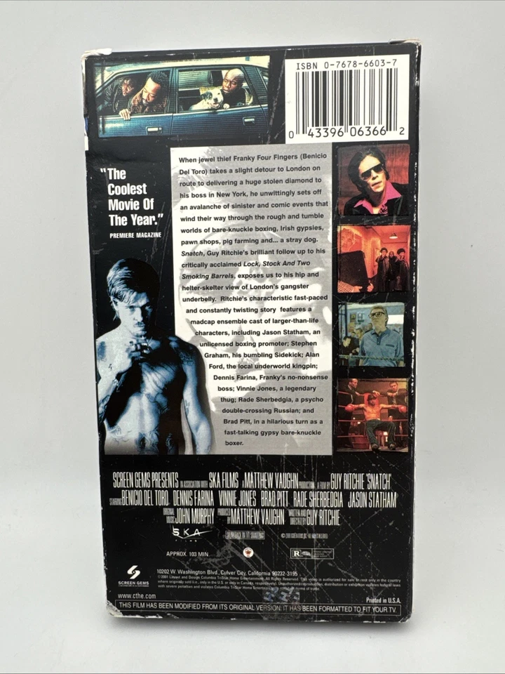 Snatch VHS 2000 Brad Pitt, Benicia Del Toro, Jason Stratham OOP Rare NOS HTF FS - Image 2 of 4