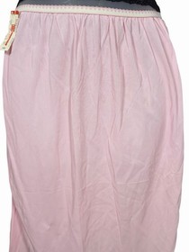 Pink Skirt Half Slip W/ Floral Embroidery & Lace Trim Vintage 60s/70s Coquette L