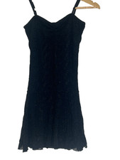 Vtg Slip Dress Black Mini Lacy Lined Adjustable Straps Sexy Wimsigoth Sz 10