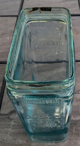 Antique Delco Light Exide KXG-7 D Blue Green Aqua Wavy Glass Battery Jar Vase - Picture 5 of 6