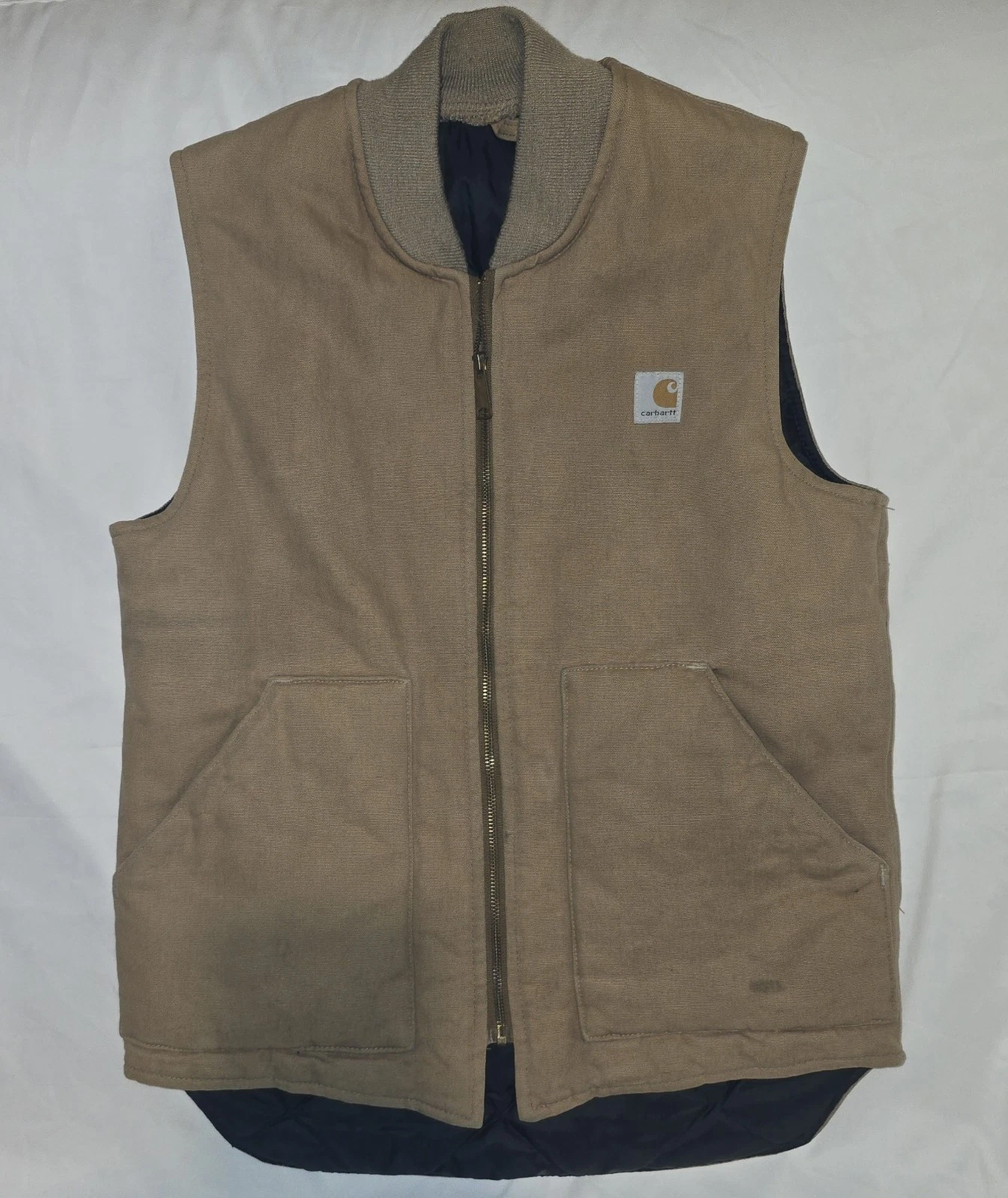 Carhartt VQ196 Brown Vest Men Medium Tall Quilted Insulated USA Duck Canvas
