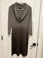 Connected Apparel Ombre Sweater Dress Womens Small Pewter Grayish Brown Cowl NWT