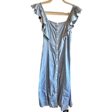 Madewell Denim Princess Seam Ruffle Sleeve Midi Dress - size 00