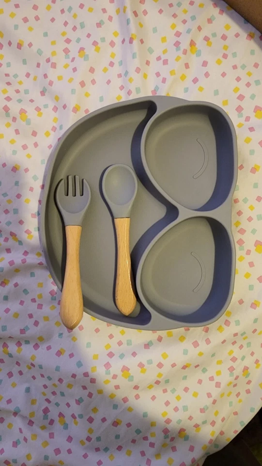 Juego de comida de silicona para bebé taza (tapa y pajita), cuenco, plato, babb.  Foto 4 de 4