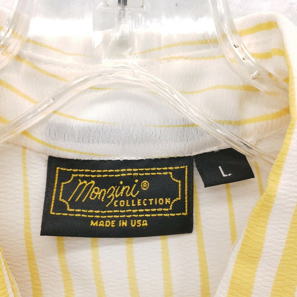 MONZINI Collection Short Sleeve Yellow Ombre Striped Shirt MADE IN USA LARGE - Image 4 of 4
