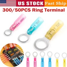 300PCS Heat Shrink Wire Connectors Insulated Ring Terminals 10,1/4",5/16",3/8"