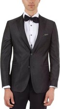 Tallia Mens Slim Fit Medallion Jacquard Dinner Jacket Black, 46 Long 