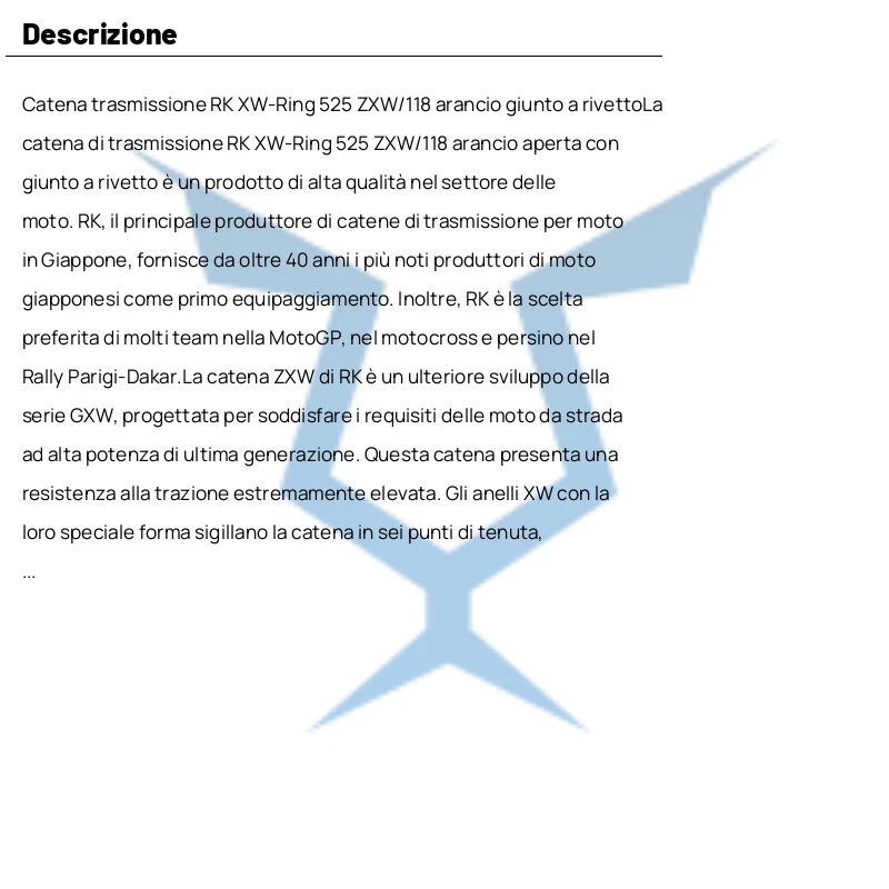 CATENA TRASMISSIONE RK XW 525 ZXW/118 PER KTM 950 LC8 ADVENTURE 2003-2005 Foto 4 de 4