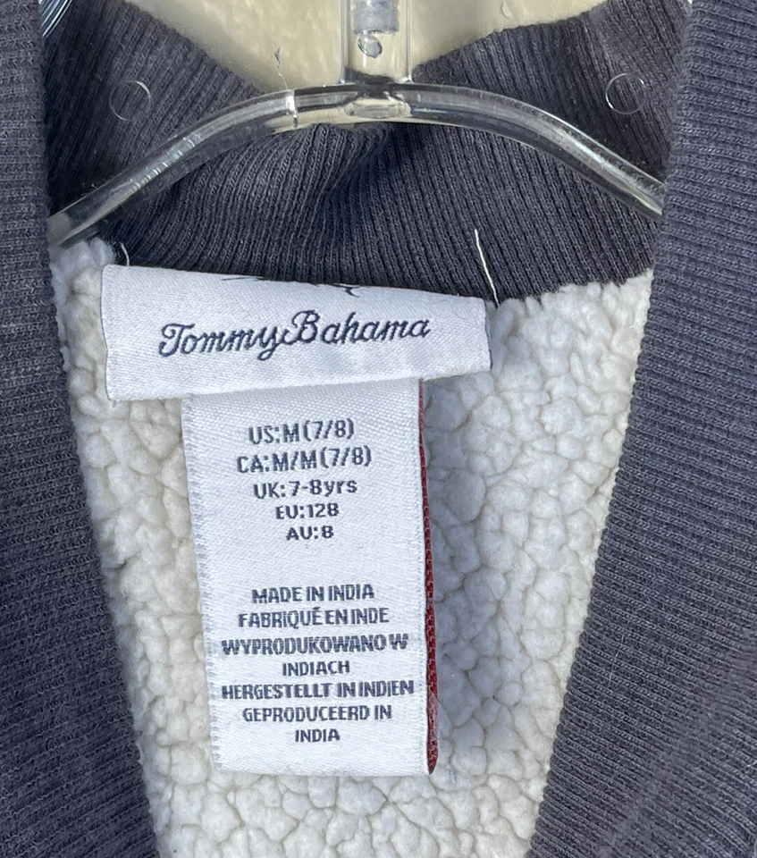 Tommy Bahama Niño Mediano 7-8 Años Gris Cremallera Completa Sudadera Forrada de Piel Sintética Foto 3 de 4