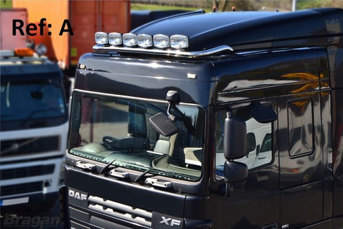 Roof Bar + Spot Lights For DAF XF 95 Space Cab Stainless Steel Front Lamp Truck - Picture 7 of 11
