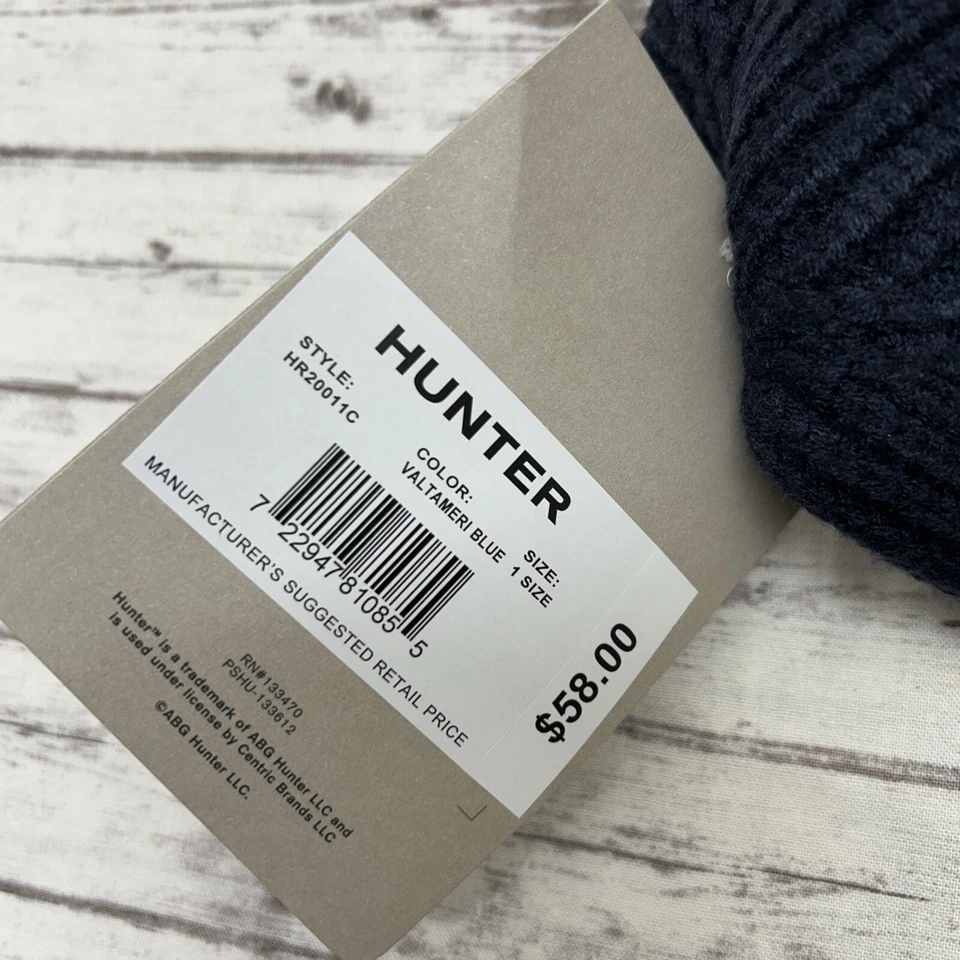 ОХОТНИК в полоску ребристый логотип Beanie шляпа взрослых один размер синий красный новый - Изображение 3 из 4