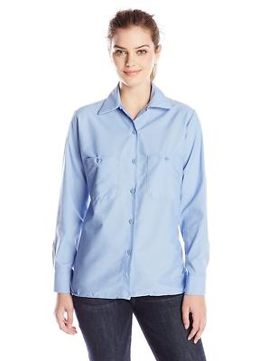 Red Kap Women's Long Sleeve Industrial Work Shirt, Medium Blue, Size XL 