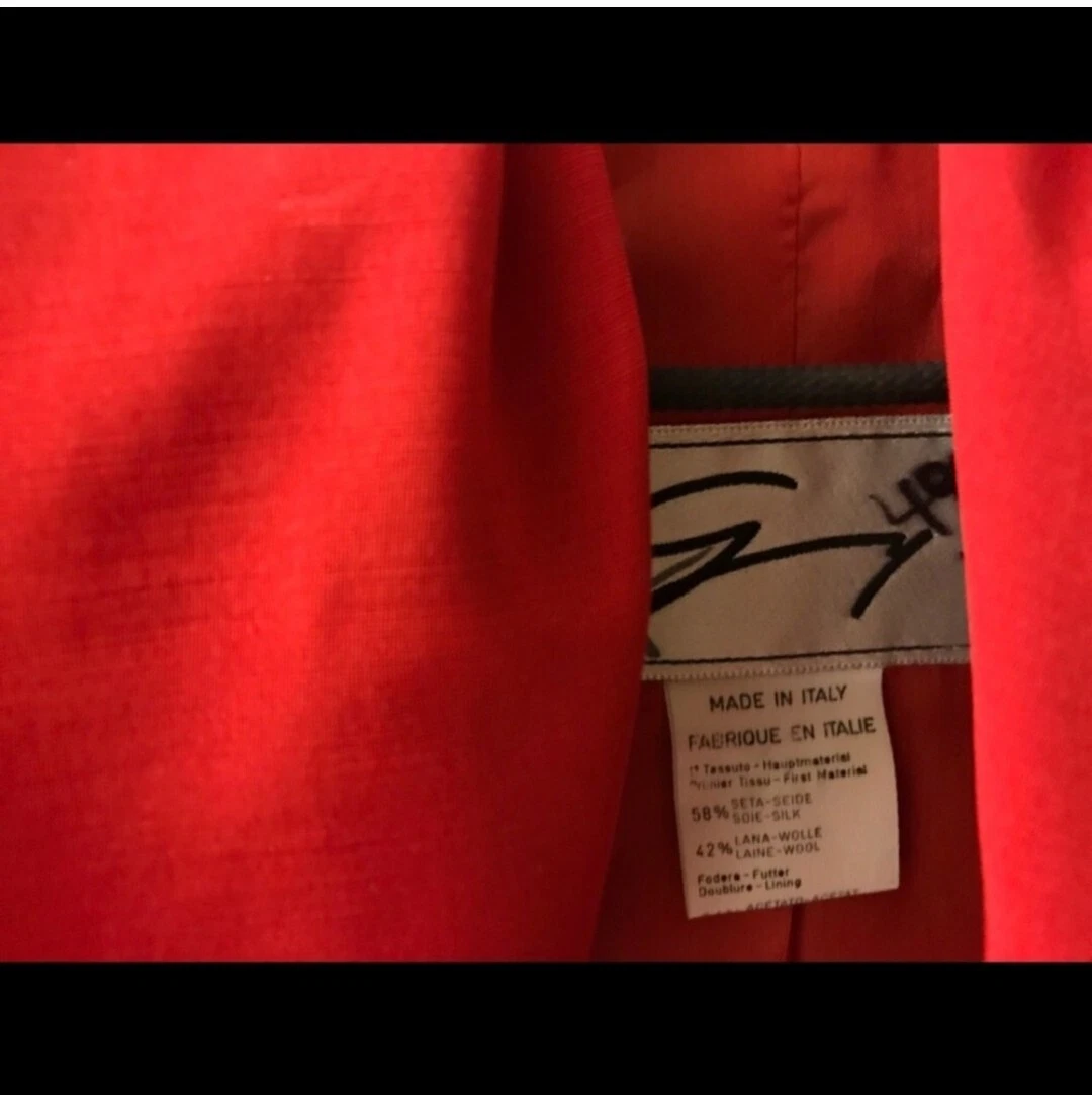 VERSACE GENNY GIACCA DA FUMO DONNA IN ROSSO FIAMMEGGIANTE Tg 8 TESSUTO LANA SETA di LUSSO