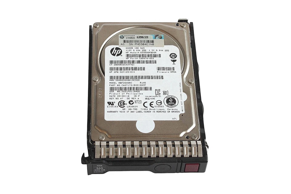 HP 600GB 10K SAS Festplatte 2.5" SFF EG0600FBDSR / 653957
