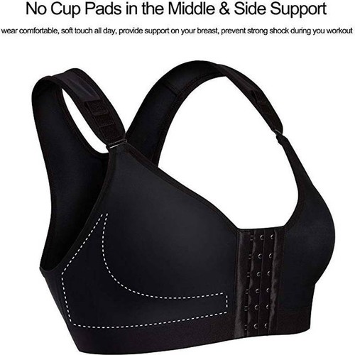 Front Fastening Stretch Post Surgery Bra with Wide Back Support Body