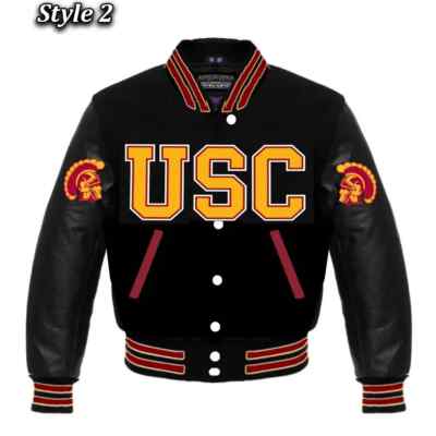 Letterman USC Trojans All Black Varsity Jacket