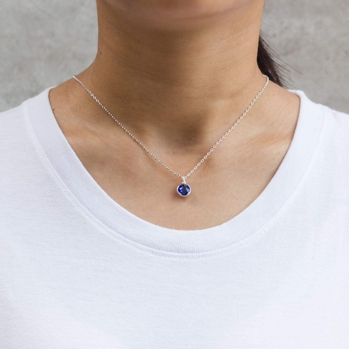 September (Sapphire) Birthstone Necklace Created with September (Sapphire) Birthstone Necklace Created with